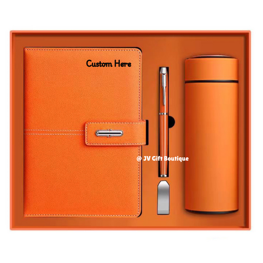 Personalized Notebook, Pen and Thermos Set