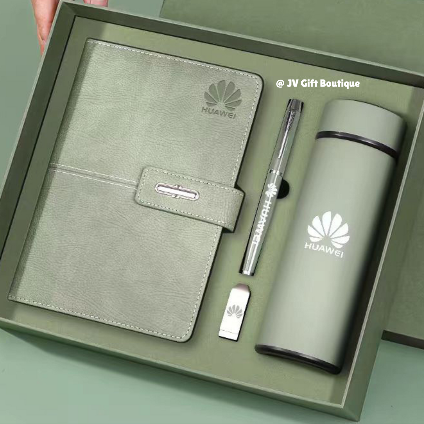 Personalized Notebook, Pen and Thermos Set